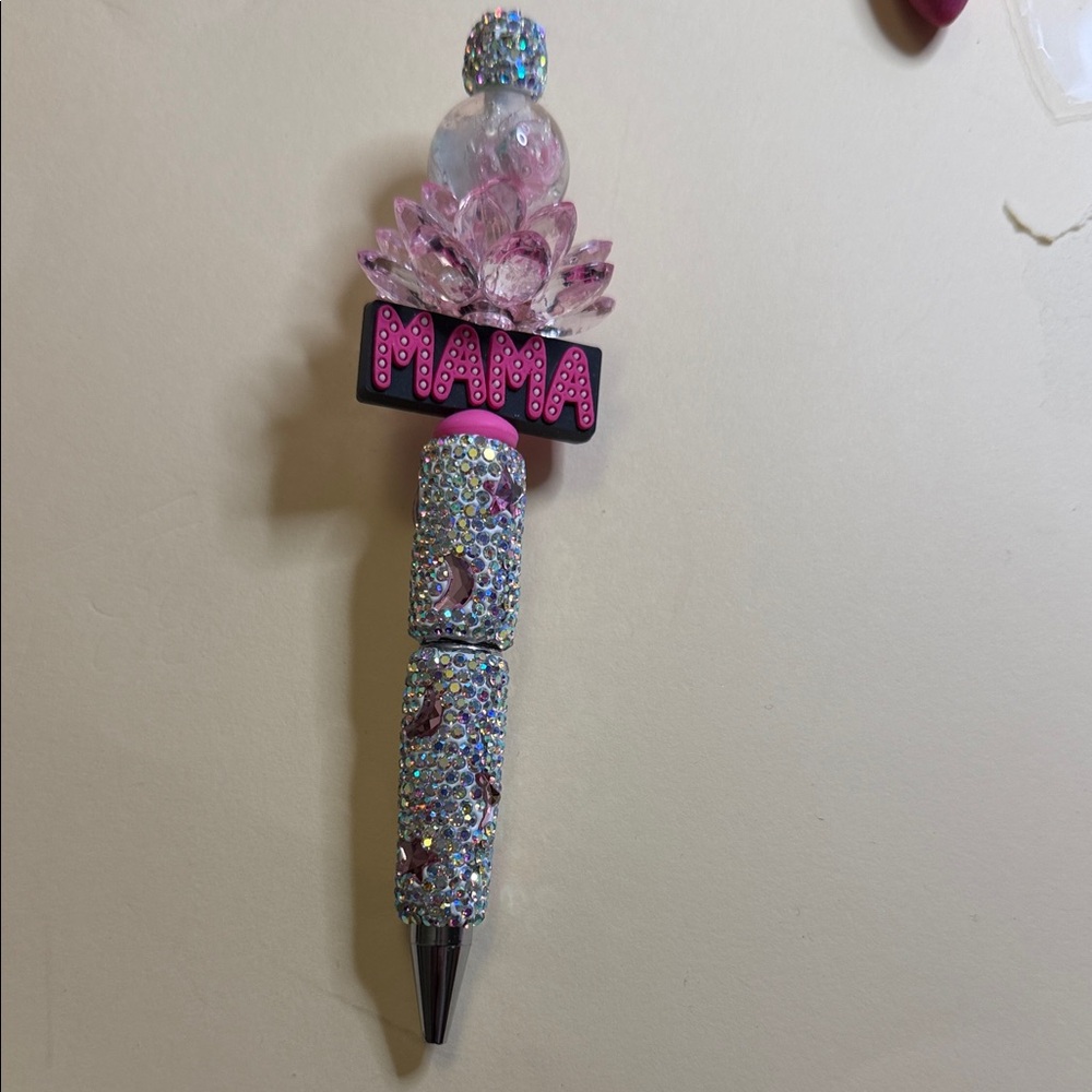 Pink Crystal 'MAMA' Jeweled Pen